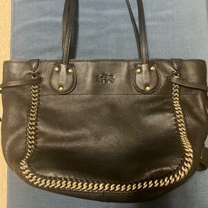 Coach Black Tote with Gold Chain Accent